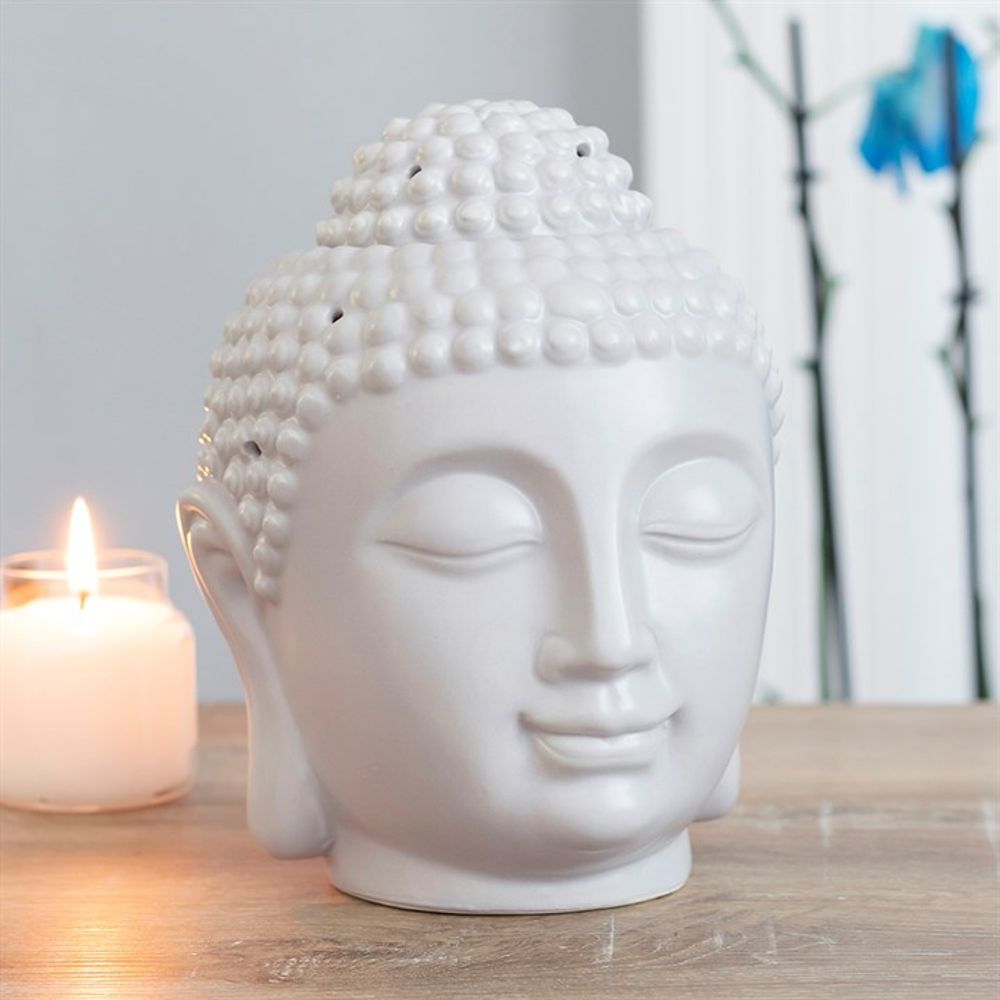 Large Grey Buddha Head Oil Burner