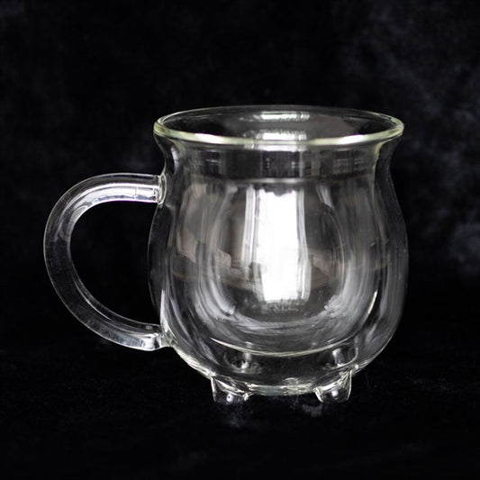 Clear Double Walled Glass Cauldron Mug